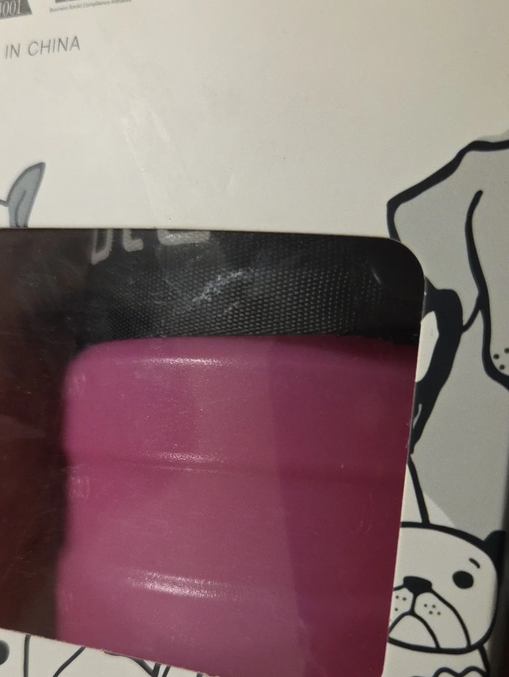 Collapsible Dog Water Bottle - Black /Pink Design